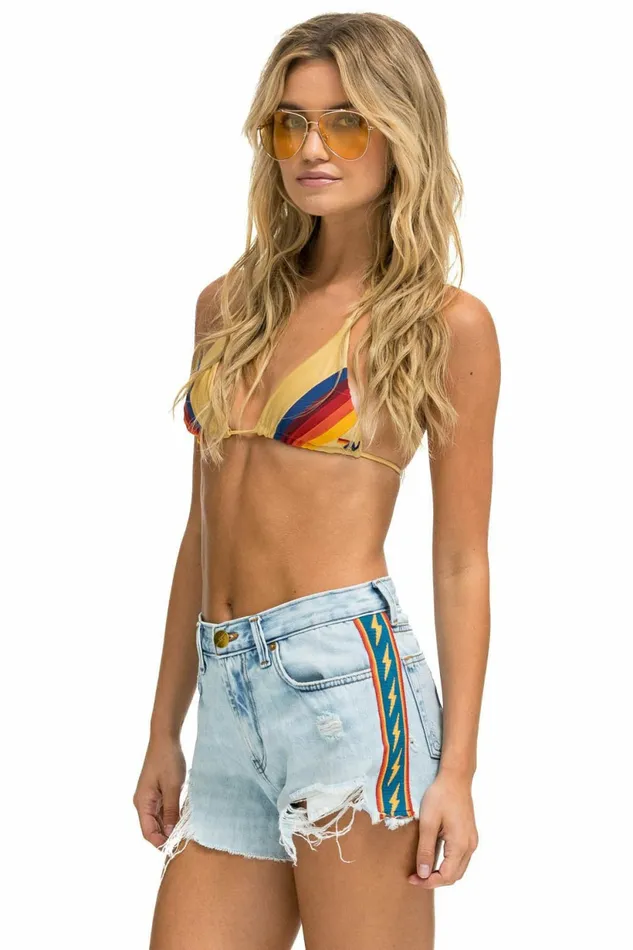 Women BOLT STRIPE BOYFRIEND CUTOFF JEAN SHORTS 8211 SUPER LIGHT Aviator Nation Shorts
