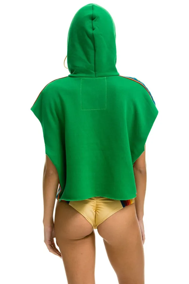 Women BOLT STRIPE SLEEVELESS RELAXED CROPPED PULLOVER HOODIE 8211 KELLY GREEN Aviator Nation BoltCollection Women BOLT STRIPE SLEEVELESS RELAXED CROPPED PULLOVER HOODIE 8211 KELLY GREEN Aviator Nation BoltCollection