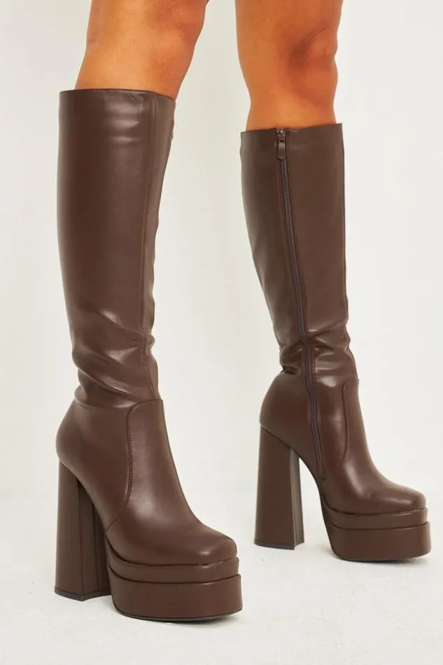 Women Bottes Marrons Plateforme Et Talon Bloc Brown Brentiny Paris Ankle Boots 8211 Boots