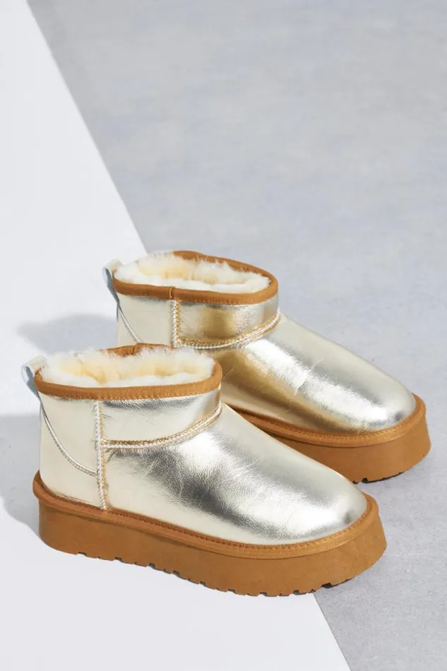 Women Bottine Dor Chausson En Cuir Golden Brentiny Paris Ankle Boots 8211 Boots