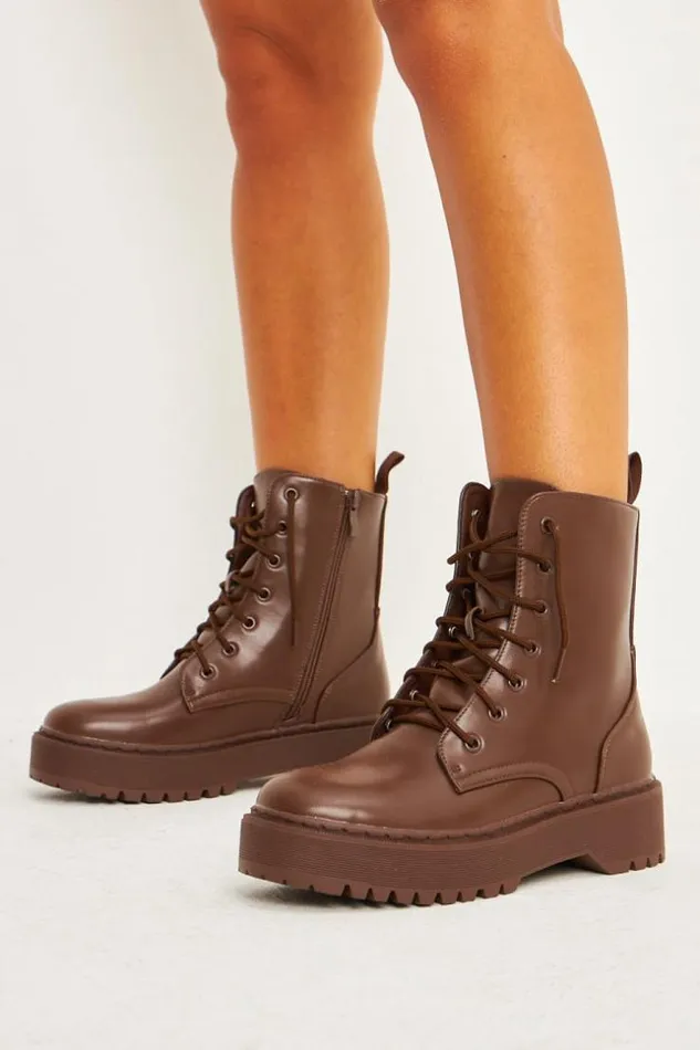 Women Bottines Marrons Lisses Semelle paisse Brown Brentiny Paris Ankle Boots 8211 Boots