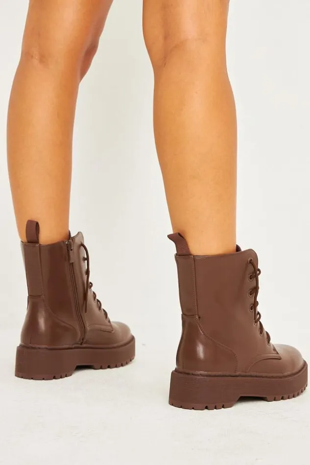 Women Bottines Marrons Lisses Semelle paisse Brown Brentiny Paris Ankle Boots 8211 Boots