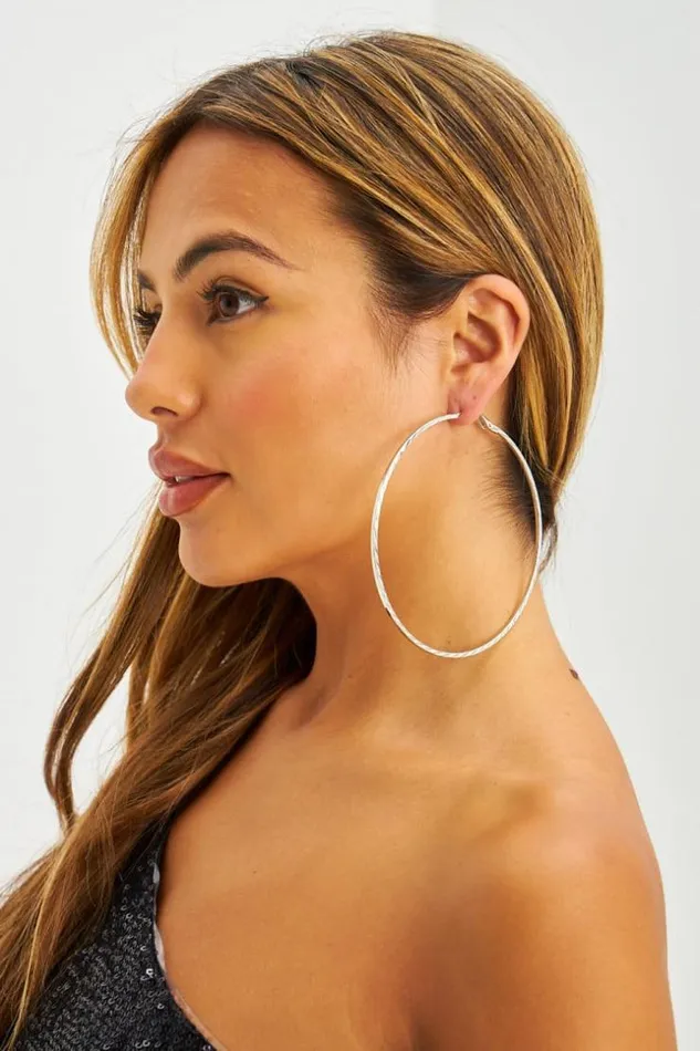 Women Boucles D039oreilles Maxi Anneaux Cisels Dors Silver Brentiny Paris Earrings