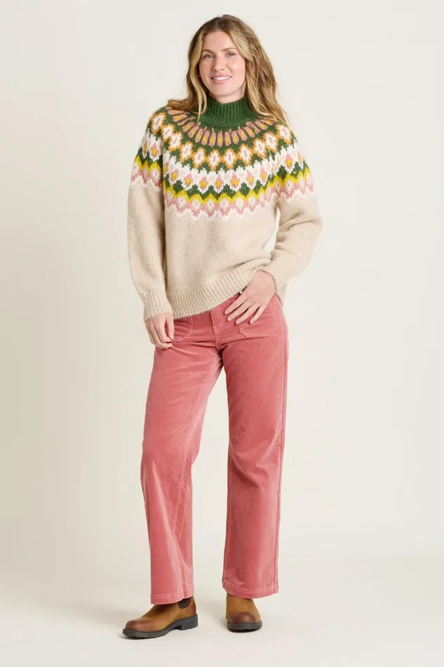 Women Brakeburn Knitwear Stone Oat Chunky Knitted Fairisle Jumper