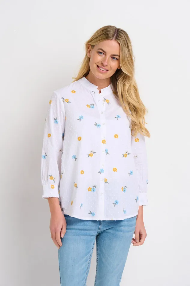 Women Brakeburn Shirts OffWhite Embroidered Noa Blouse