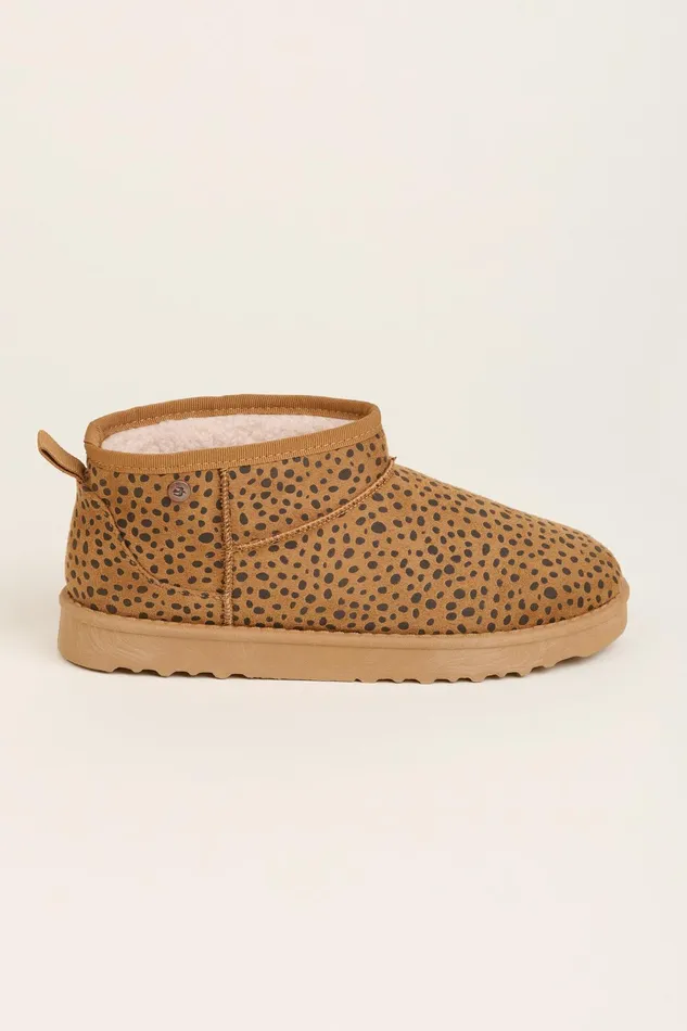 Women Brakeburn Slippers Brown Leopard Spot Faux Suede Slipper Boots