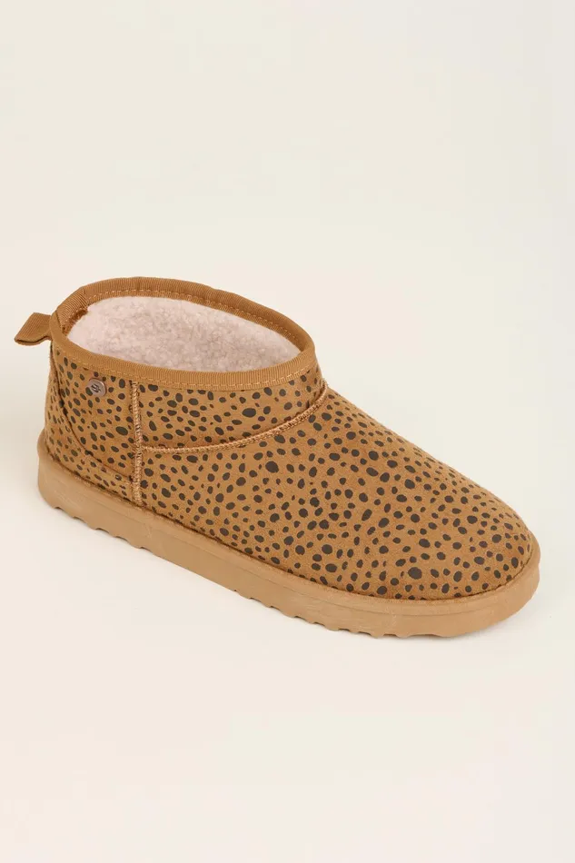Women Brakeburn Slippers Brown Leopard Spot Faux Suede Slipper Boots