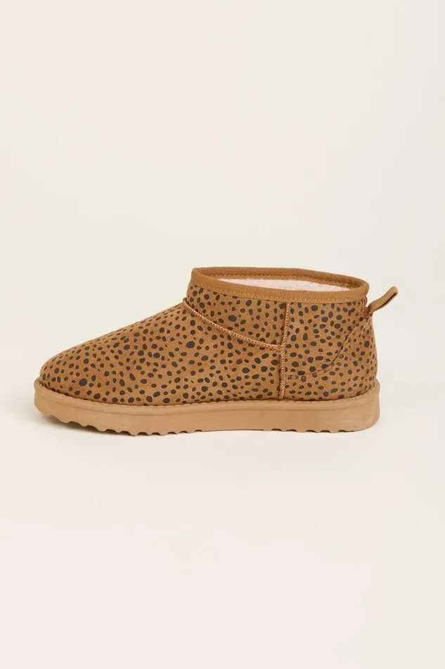 Women Brakeburn Slippers Brown Leopard Spot Faux Suede Slipper Boots