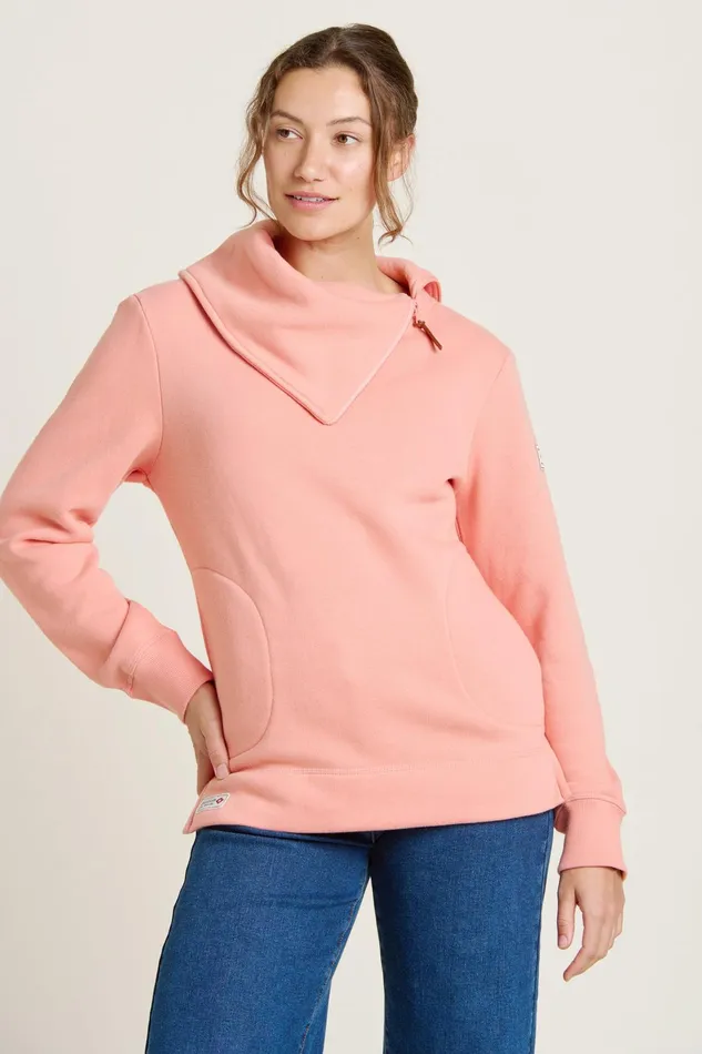 Women Brakeburn Sweatshirts And Hoodies Coral Zip Neck Sweatshirt
