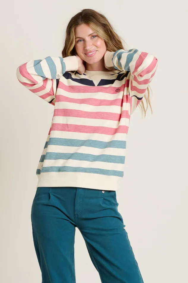 Women Brakeburn Sweatshirts And Hoodies Multicoloured Stripe Crew Neck Sweatshirt