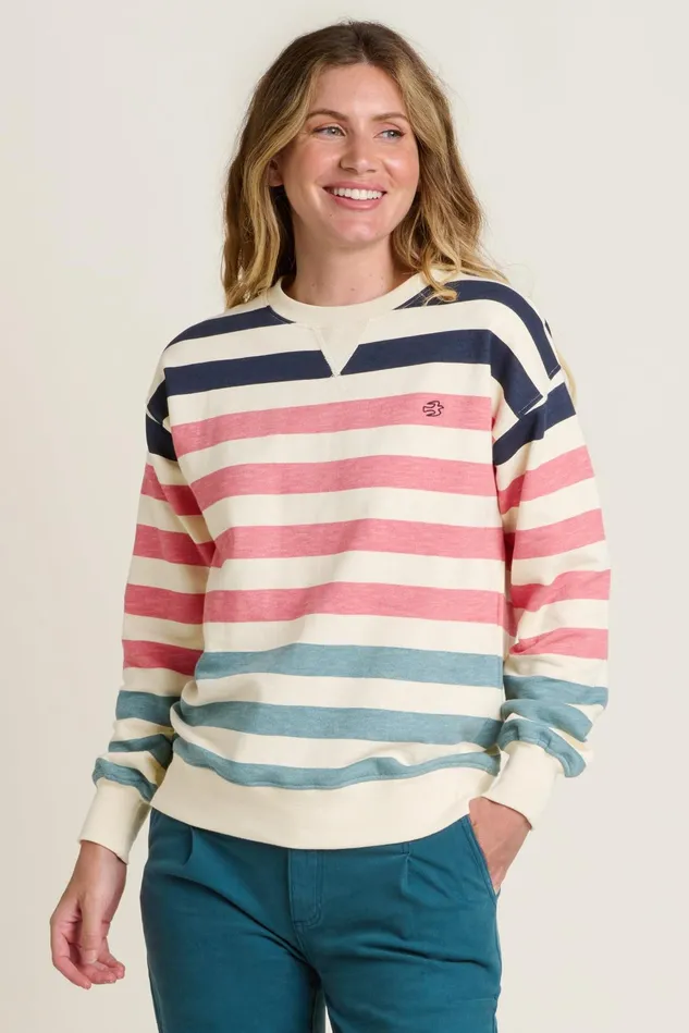 Women Brakeburn Sweatshirts And Hoodies Multicoloured Stripe Crew Neck Sweatshirt
