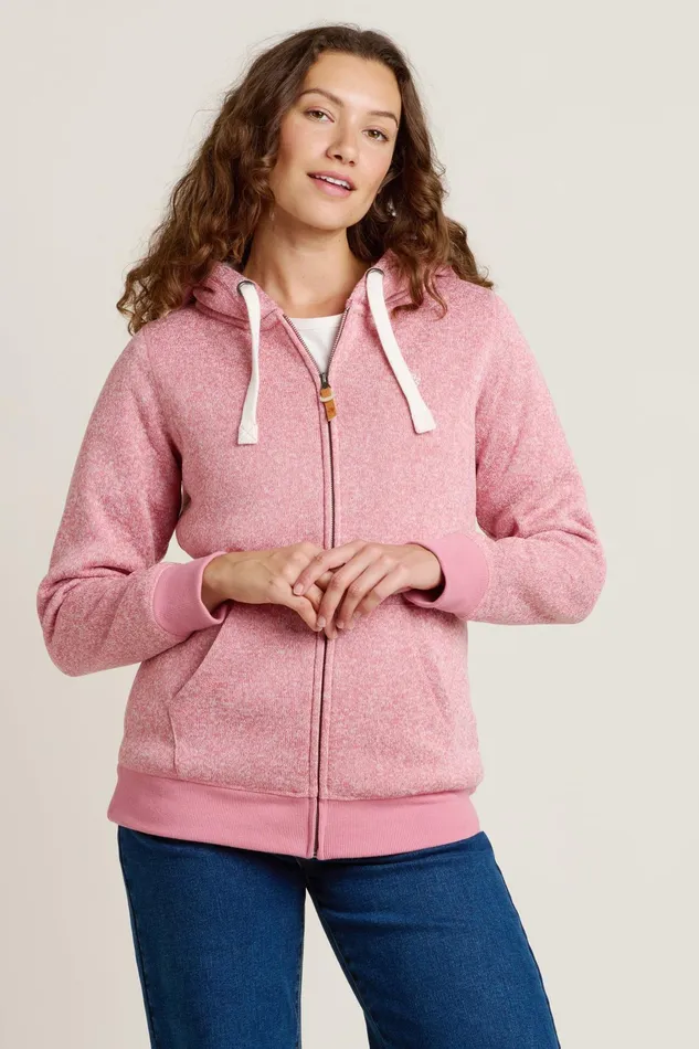 Women Brakeburn Sweatshirts And Hoodies Pink Borg Lined Zip Through Hoodie
