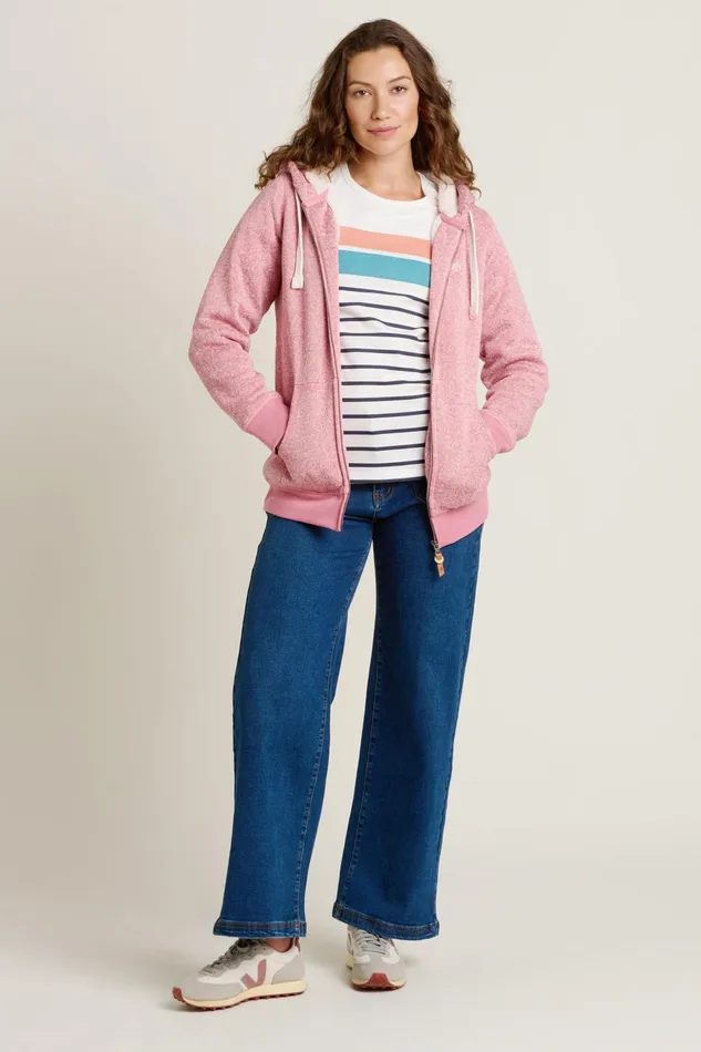 Women Brakeburn Sweatshirts And Hoodies Pink Borg Lined Zip Through Hoodie