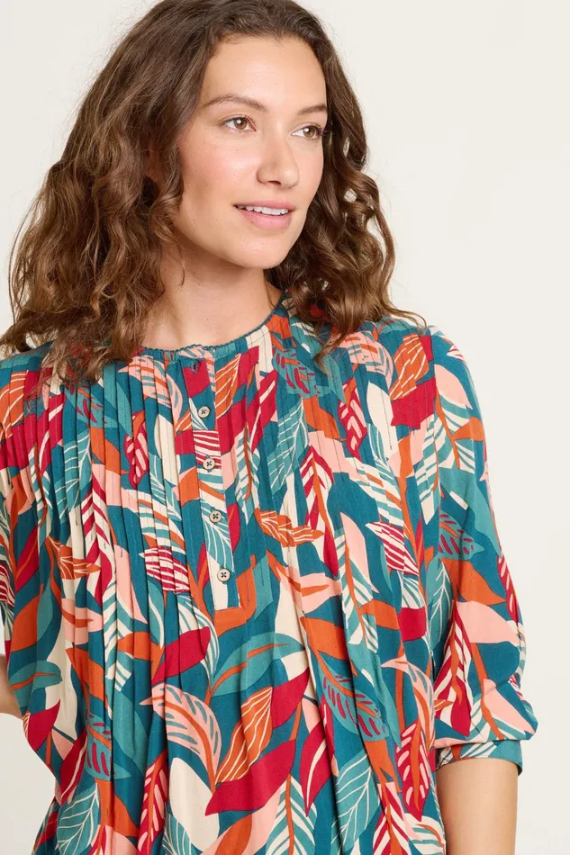 Women Brakeburn Tops TShirts And Vests Green Evergreen Leaves Blouse