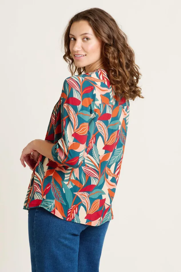 Women Brakeburn Tops TShirts And Vests Green Evergreen Leaves Blouse