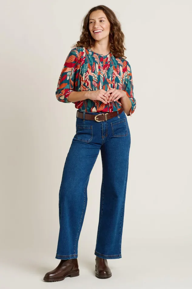 Women Brakeburn Tops TShirts And Vests Green Evergreen Leaves Blouse