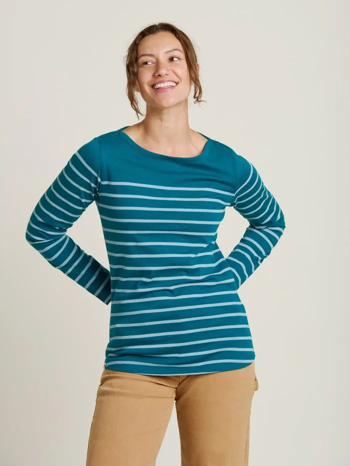 Women Brakeburn Tops TShirts And Vests Teal Harbour Stripe Tee