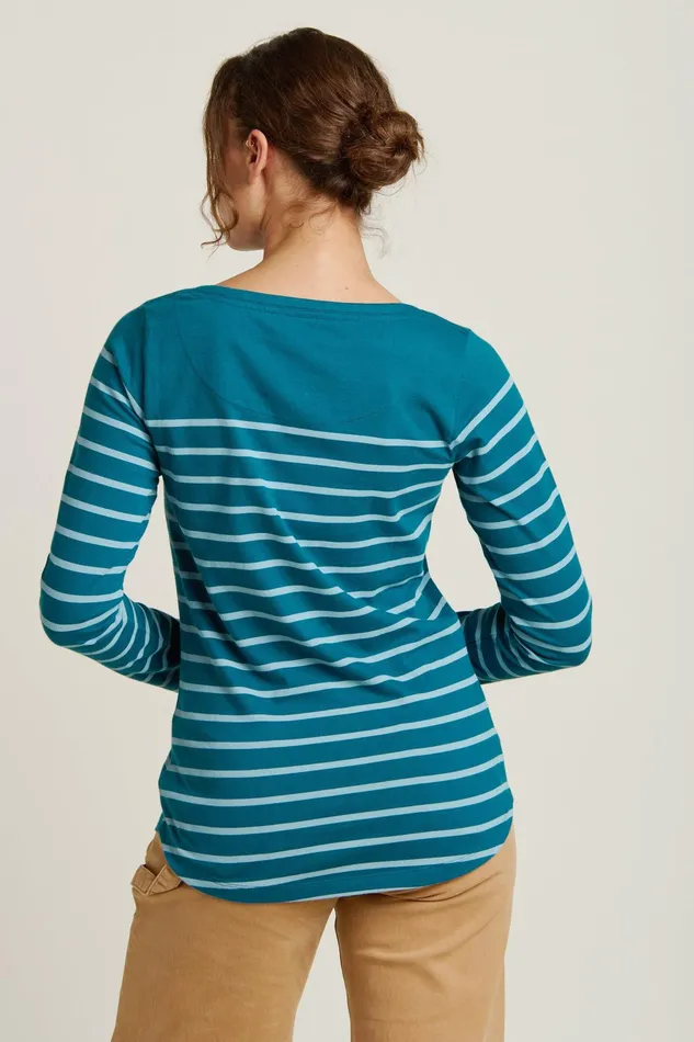 Women Brakeburn Tops TShirts And Vests Teal Harbour Stripe Tee