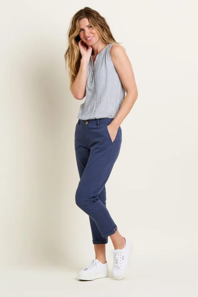 Women Brakeburn Trousers Skirts and Shorts Navy Trim Detail Cropped Blake