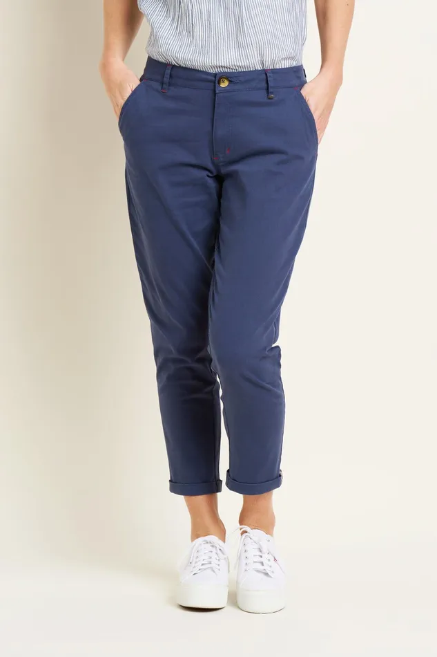 Women Brakeburn Trousers Skirts and Shorts Navy Trim Detail Cropped Blake