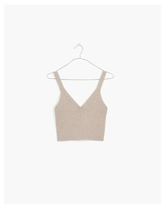Women Brodale Crop Sweater Tank Heather Stone Madewell Sweaters Women Brodale Crop Sweater Tank Heather Stone Madewell Sweaters