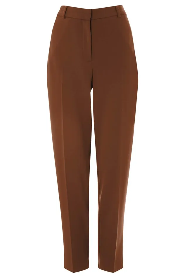 Women Brown Straight Leg Stretch Trouser Roman Trousers