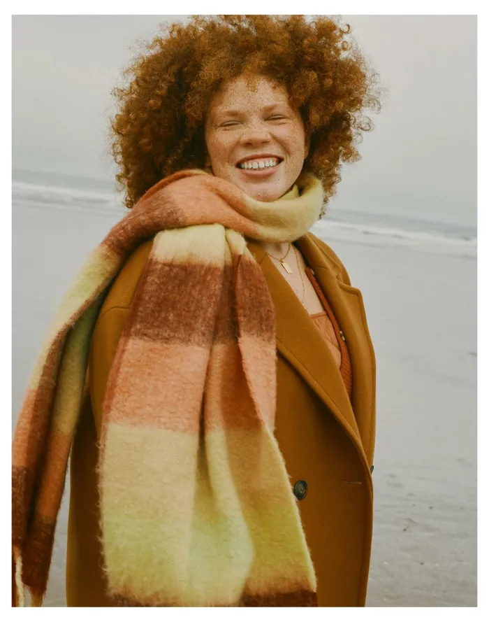 Women Brushed Pastel Plaid Scarf Dark Cinnabar Madewell Scarves and Capes Women Brushed Pastel Plaid Scarf Dark Cinnabar Madewell Scarves and Capes