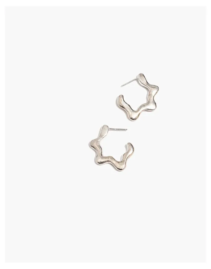 Women By Ren Sterling Silver Squiggle Hoop Earrings Silver Madewell Earrings