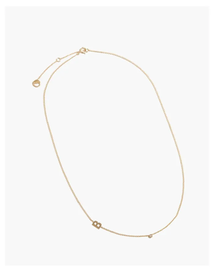Women BYCHARI ASYMMETRICAL INITIAL and DIAMOND NECKLACE Letter B Madewell Fine Jewelry Women BYCHARI ASYMMETRICAL INITIAL and DIAMOND NECKLACE Letter B Madewell Fine Jewelry