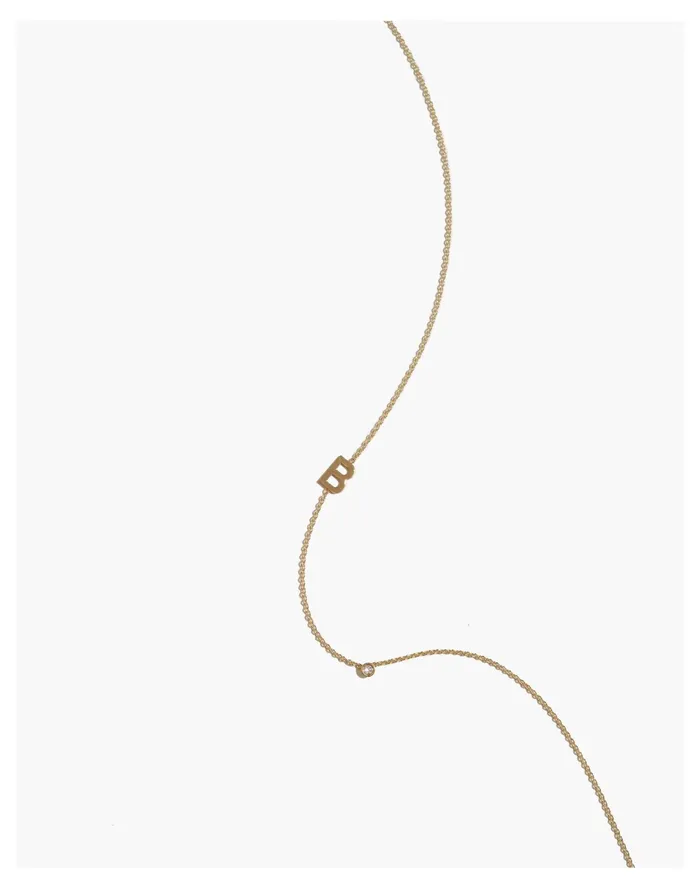 Women BYCHARI ASYMMETRICAL INITIAL and DIAMOND NECKLACE Letter B Madewell Fine Jewelry Women BYCHARI ASYMMETRICAL INITIAL and DIAMOND NECKLACE Letter B Madewell Fine Jewelry