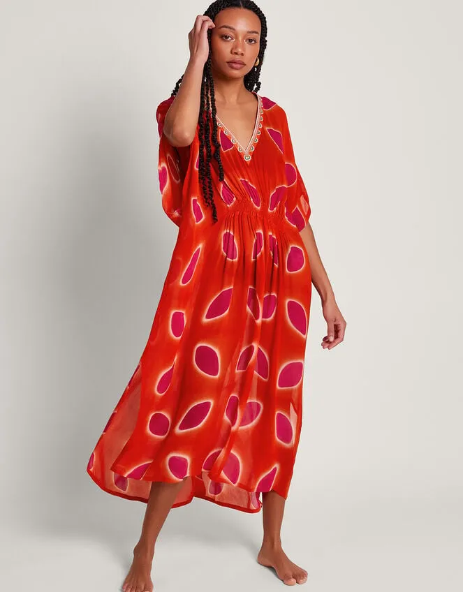 Women Calypso Petal Kaftan Red Monsoon Beachwear and Swimwear