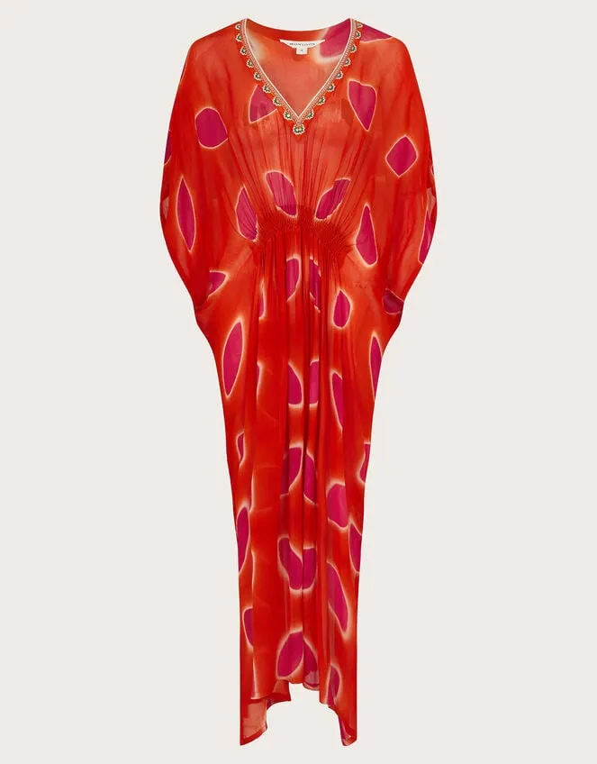 Women Calypso Petal Kaftan Red Monsoon Beachwear and Swimwear
