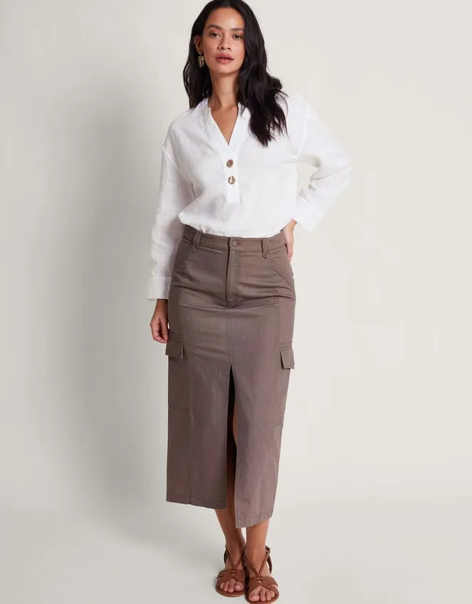 Women Camille Button Linen Top White Monsoon Tops and Blouses