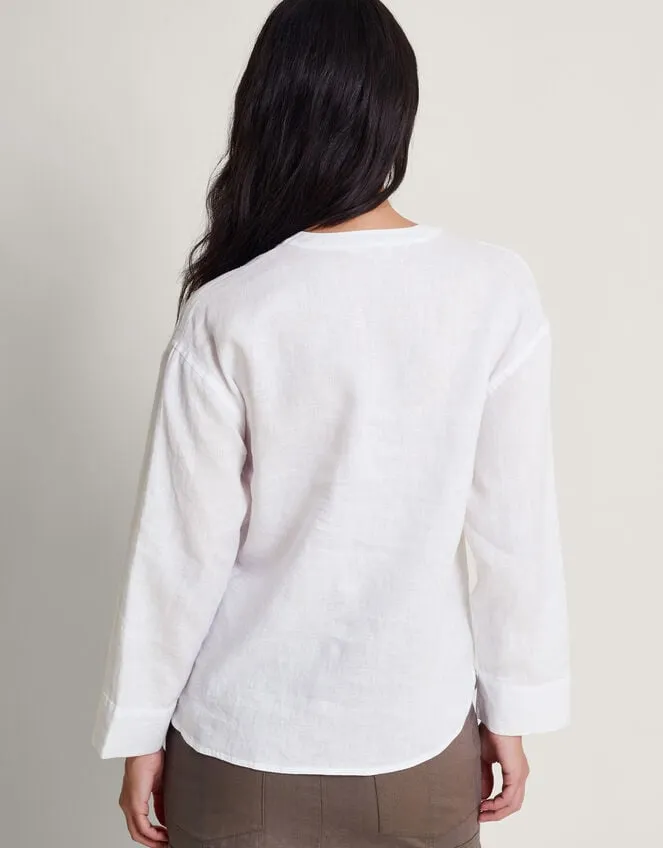 Women Camille Button Linen Top White Monsoon Tops and Blouses