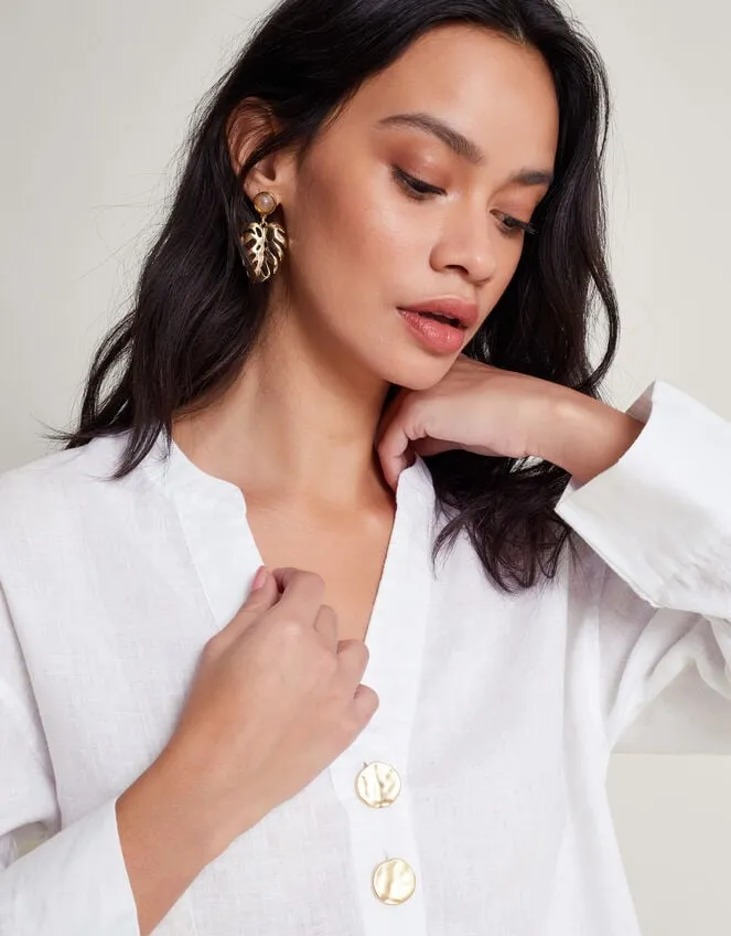 Women Camille Button Linen Top White Monsoon Tops and Blouses