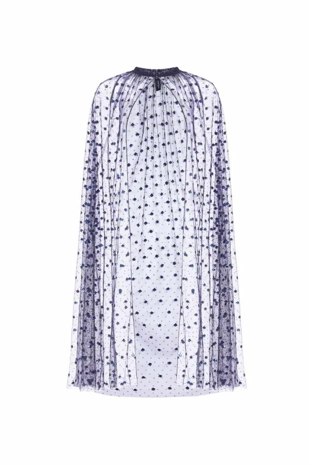Women Capes Needle and Thread Dot Shimmer Open Midaxi Cape Blue