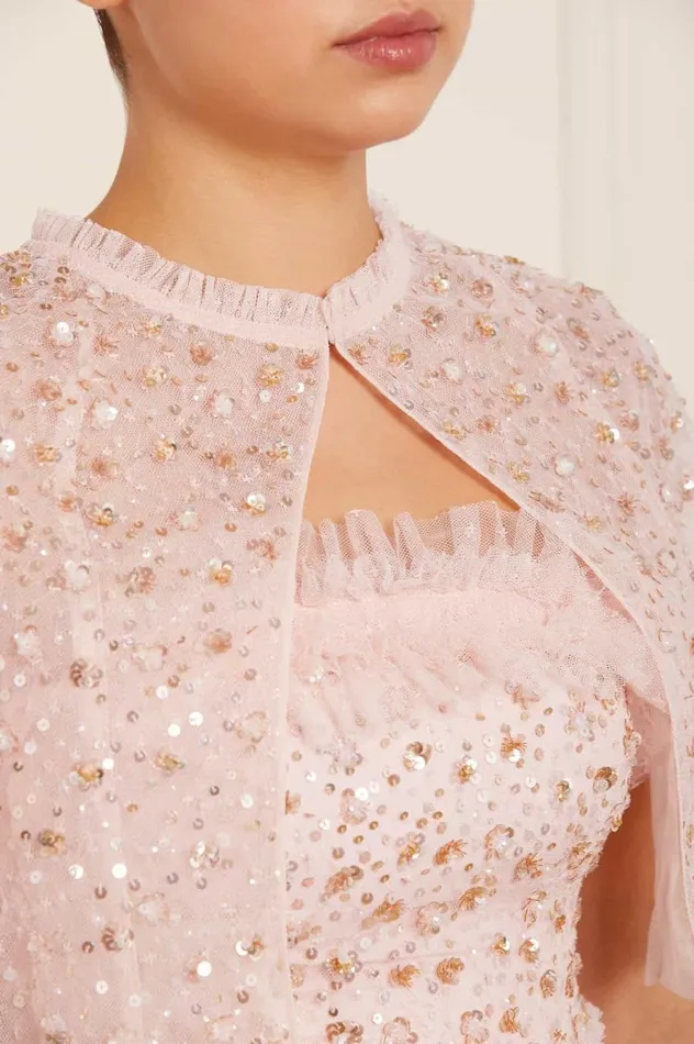 Women Capes Needle and Thread Maybelle Sequin Short Cape Pink