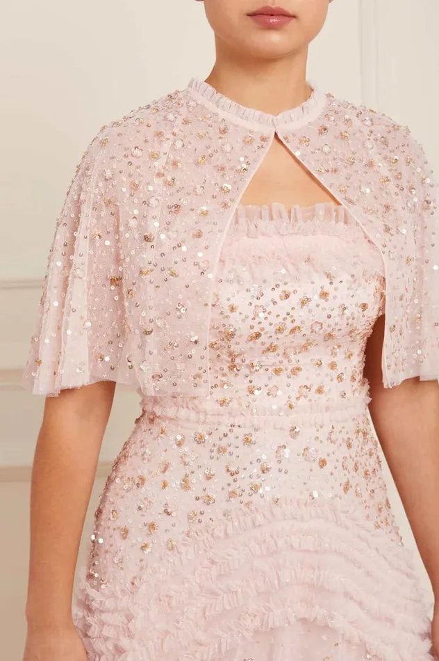 Women Capes Needle and Thread Maybelle Sequin Short Cape Pink