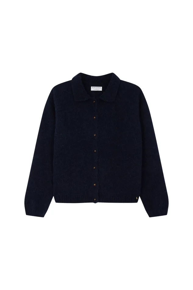 Women Cardigan Anouk Marine Gilet Alpaga Superfine Bleu Marine Des Petits Hauts Jumpers and Cardigans