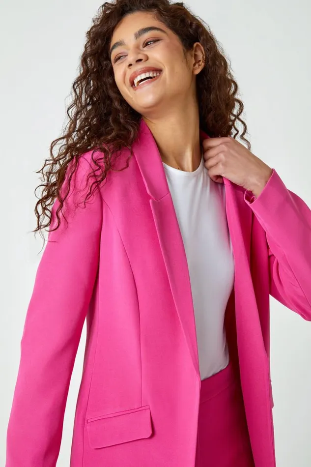 Women Cerise Longline Blazer Jacket Roman Coords