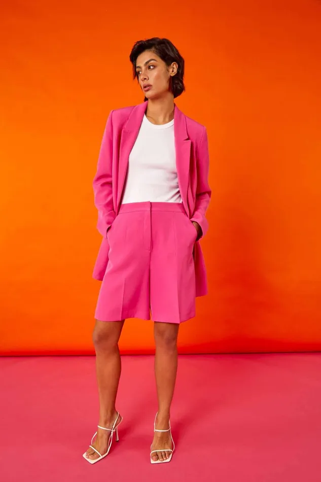 Women Cerise Tailored Bermuda Shorts Roman Coords