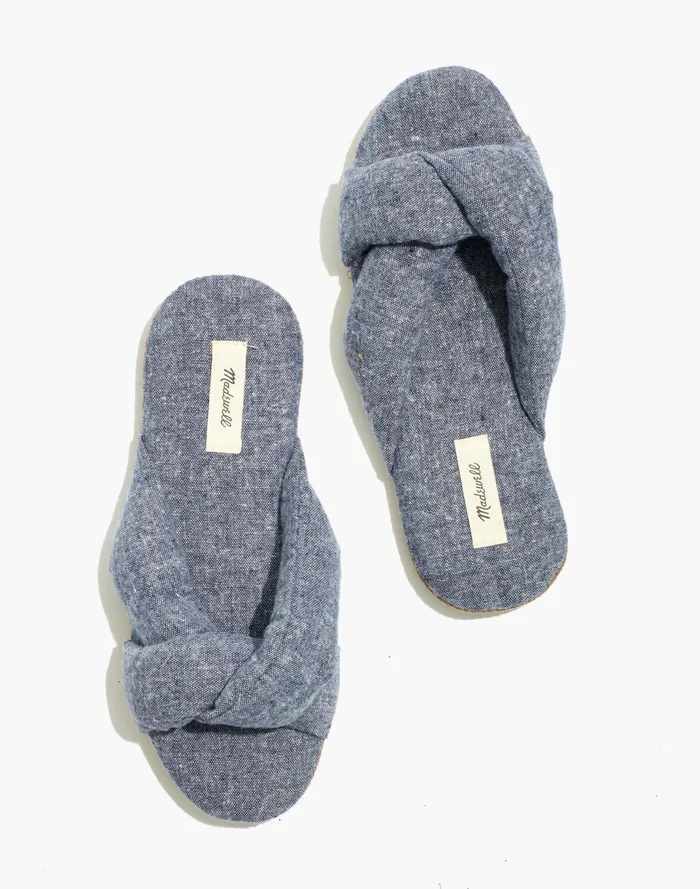 Women Chambray Crisscross Scuff Slippers Indigo Multi Madewell Slippers