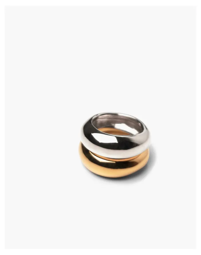 Women CHARLOTTE CAUWE STUDIO Bubble Ring Set In Gold and Sterling Silver Gold Madewell Rings