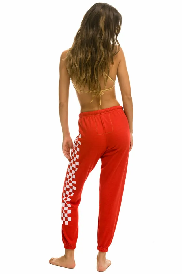 Women CHECK LEG SWEATPANTS 8211 RED WHITE Aviator Nation Sweatpants Women CHECK LEG SWEATPANTS 8211 RED WHITE Aviator Nation Sweatpants