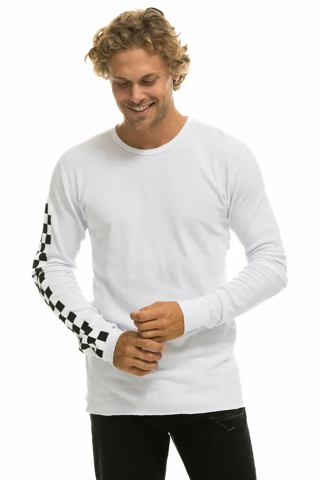 Women CHECK SLEEVE THERMAL 8211 WHITE Aviator Nation UnisexTees Women CHECK SLEEVE THERMAL 8211 WHITE Aviator Nation UnisexTees