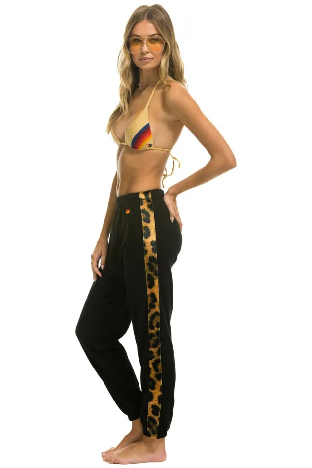 Women CHEETAH STRIPE SWEATPANTS 8211 BLACK CHEETAH Aviator Nation Sweatpants