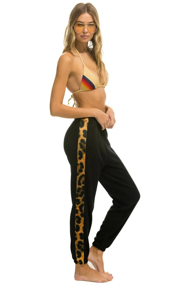 Women CHEETAH STRIPE SWEATPANTS 8211 BLACK CHEETAH Aviator Nation Sweatpants Women CHEETAH STRIPE SWEATPANTS 8211 BLACK CHEETAH Aviator Nation Sweatpants