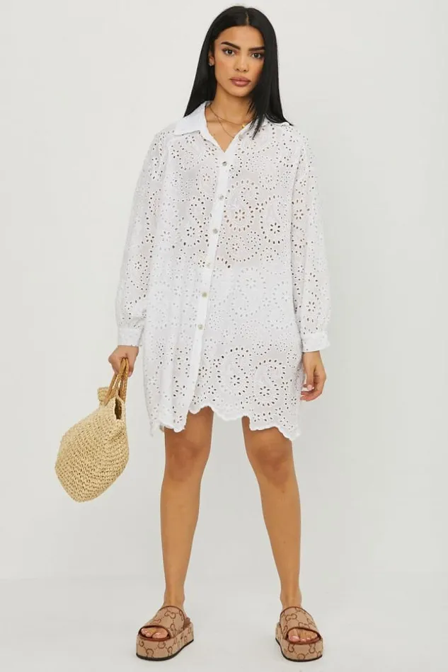 Women Chemise Blanche Longue Dtails Crochets White Brentiny Paris Shirts and Blouses Women Chemise Blanche Longue Dtails Crochets White Brentiny Paris Shirts and Blouses
