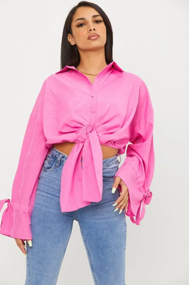 Women Chemise Courte Rose A Nou Pink Brentiny Paris Shirts and Blouses