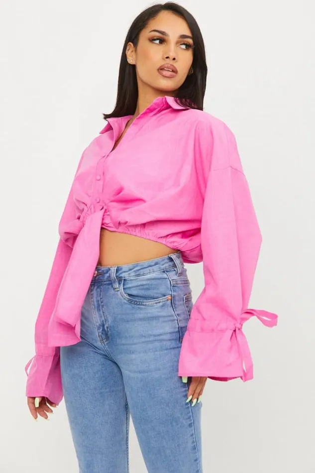 Women Chemise Courte Rose A Nou Pink Brentiny Paris Shirts and Blouses